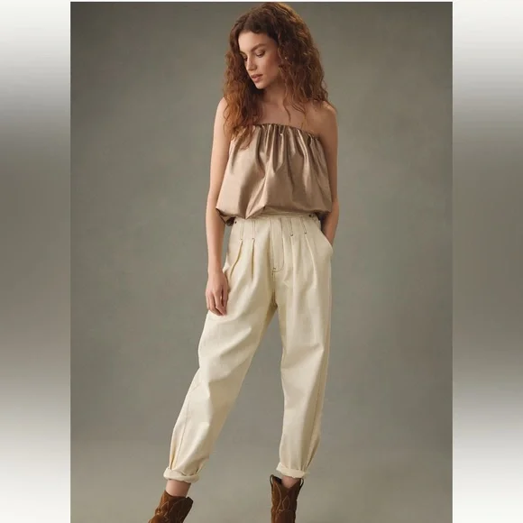 NWT Anthropologie 4SI3NNA Faux Leather Strapless Bubble Tank Size XL Party - Picture 3 of 11